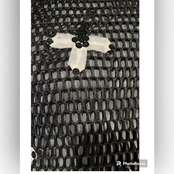 Noir Sachin & Babi Quilted Black Box Pleat Mesh Top Sequin Midi Dress Size 4 - Picture 6 of 16